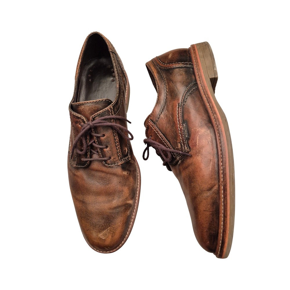 Mephisto Mens Brown Tan Leather Derby Dress Shoes Burnished Lace Up Size 10.5